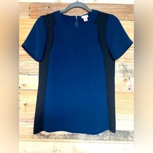 J. Crew size 00 Elegant Blue and Black Lightweight Blouse with Hook and Zipper
